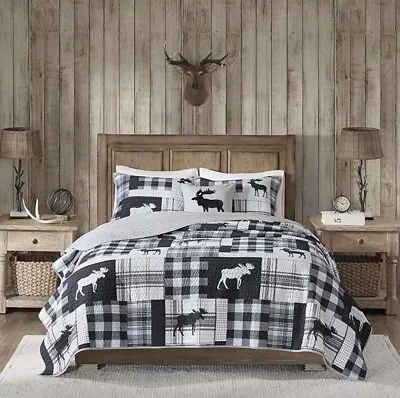 Moose Quilt Set Oversized King/Cal King Reversible Super Soft Cabin/Lodge Style • $109.77