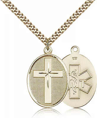 Gold Filled Cross Necklace For Men On 24 Chain - 30 Day Money Back Guarantee • $233.75