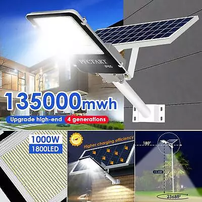 1000W Commercial Solar Street Light LED Outdoor Dusk Dawn Road Lamp+Pole+Remote • $132.58