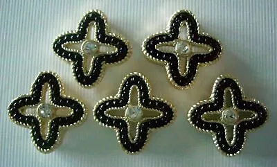 2 Hole Slider Beads Beaded Clover Black In Gold Setting #5 • $4.95