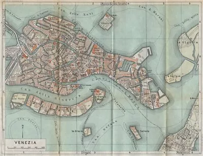 £22.99 • Buy VENEZIA VENICE Vintage Town City Map Plan Pianta Della Città. Italy 1958