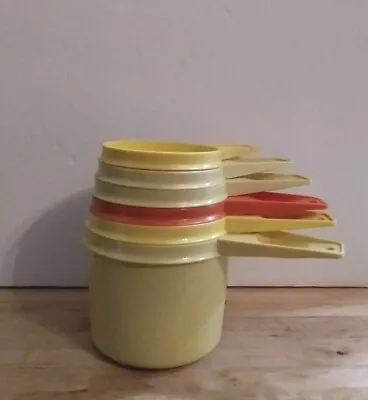 6 Vtg Tupperware Measuring Cups Multi Colors 1/4-1 Cup Yellow Orange Gold • $15