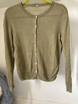 Muji Green Linen Cardigan Size 10 Good Condition • £10