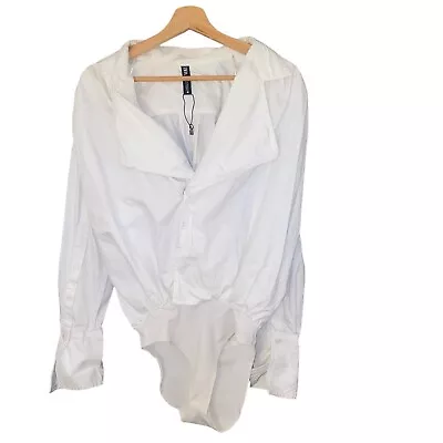 NWOT Zara White Poplin Oversized Dress Shirt Bodysuit Womens XS • $39.99