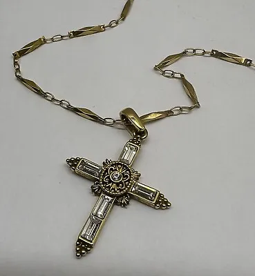 THE VATICAN LIBRARY NECKLACE - Well Marked Gold Tone Clear Stones - 18 Inch • $25