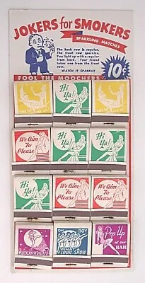 Joke Matchbook Display Vintage Fake Novelty Gag Store Card W Sparkling Match • $118.72