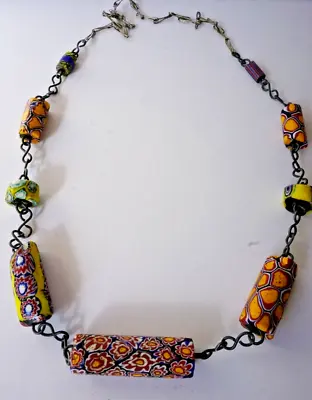 Vintage African Antique Venetian Milleffiori Trade Bead Necklace • $35
