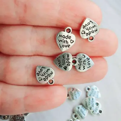 25 Made With Love Charms| Antique Charms Alloy| Pendant Craft | Heart Charms • £3.59