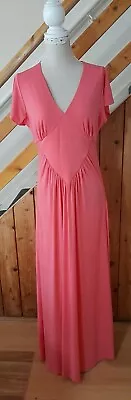 Ladies Women Long Pink Dress Size 12 By Holly Willoughby Jersey Stretch Fabric  • £19