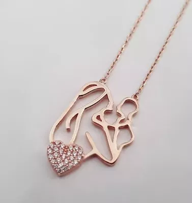 1Ct Round Lab-Created Diamond Heart MOM DAY Special Pendant 14k Rose Gold Finish • $60