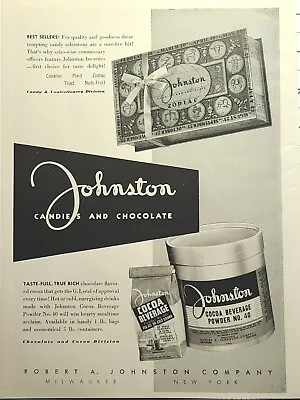 Johnston Cocoa Beverage Powder Chocolate Zodiac Candies Vintage Print Ad 1944 • $18.77