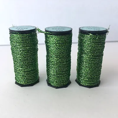 3x Kreinik Metallic Thread #16 Medium Braid 015HL CHARTREUSE Polyester 11 Yd 10M • $14.95