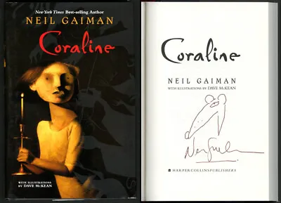 $2810 • Buy Neil Gaiman SIGNED Coraline HC 1st Ed 1st Pr Sketch LETTER PSA/DNA AUTOGRAPHED
