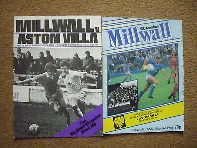 Millwall V Aston Villa 2 Programmes • £1.20