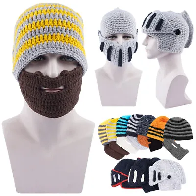 £4.99 • Buy Beanie Hat With Detachable Beard Novelty Beard Hat Face Mask Winter Ski Knit Hat
