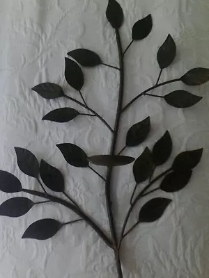 Lg Metal Wall Sculpture Candle SCONCE Leaves Mid Century  14  X 19    Eames Era • $21.98