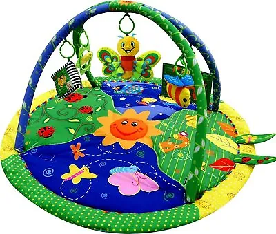 LADIDA Unisex Garden & Insect Padded Baby Activity Playmat Playgym With Toy Arch • £29.99