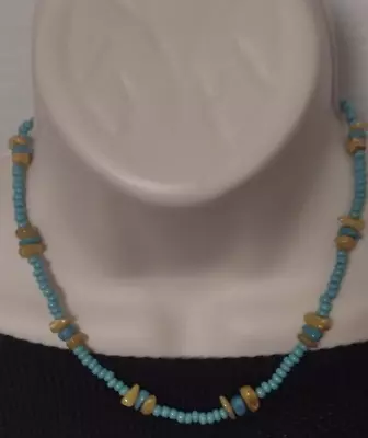 Vintage Turquoise Bead Amber Nugget Necklace • $26.50