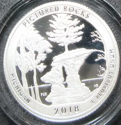 2018-s Silver Proof Michigan Pictured Rocks National Park Quarter Coin • $5.20