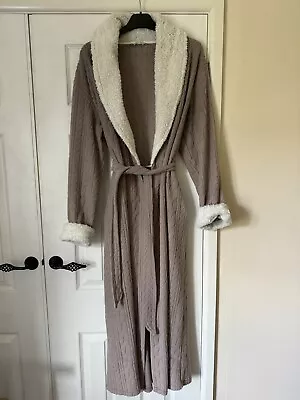 Marks & Spencer Women’s Long Dressing Gown Mocha Tie Belt Cosy Fleece 12 - 14 M • £15