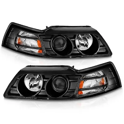 Anzo 121042 Projector Headlights Black Clear Lens For 99-04 Ford Mustang • $244.98