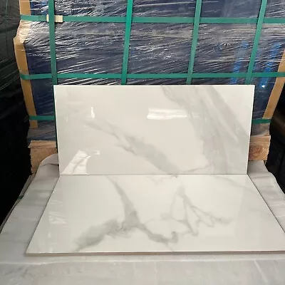 White Kitchen Bathroom Tiles Gloss Wall Floor Porcelain Marble Effect Pallet Lot • £1.99