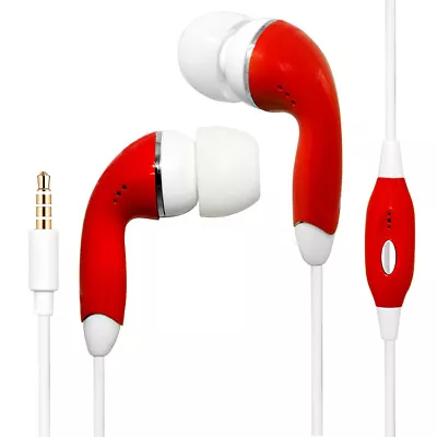 Red Universal 3.5mm Earphones Remote Control W Mic. Handsfree Stereo Headset • $8.07