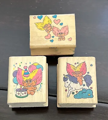 Troll Doll Rubber Stamp Set - Noteworthy Unicorn Birthday Hearts • $13.95