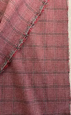 5.4 Metres Rustic Pink Check Plaid Cotton Blend Fashion Suit Skirt Dress Fabric • £0.99