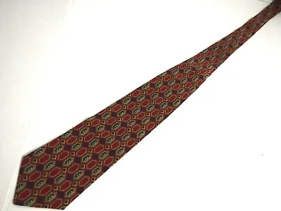 Alfred Dunhill Mens Necktie Tie 9006 Red Beige Blue Geometric Wide 100% Silk 57  • $9.10