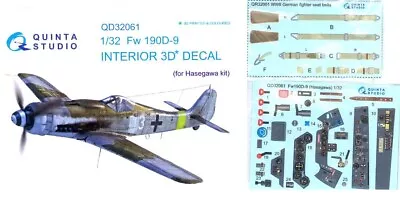 Quinta Studios 1/32 FOCKE WULF Fw-190D-9 DECAL COLORED INTERIOR SET Hasegawa • $21.99