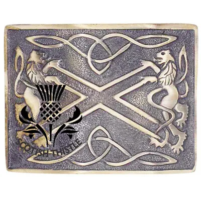 ST Men’s Highland Kilt Belt Buckle Lion Rampant Saltire Antique Scottish Buckles • £8.49