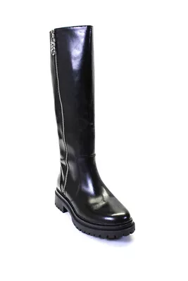 Michael Micharl Kors Womens Regan Lug Sole Knee High Boots Black Leather Size 10 • $129