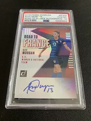 2018 Alex Morgan USWNT Auto 2018 Panini Donruss Road To France PSA 10 • £550