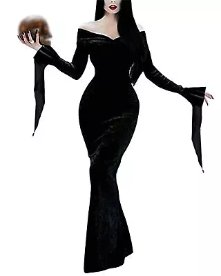 LUYANA Women Family Wednesday Morticia Cosplay Costume Vintage Gothic Floor D... • $40.38