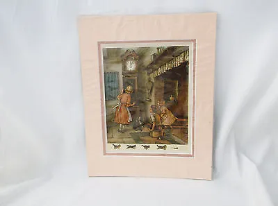 Vintage Rare Hickory Dickery Clock Double Matted Signed Margaret W.Tarrant Print • $39.98