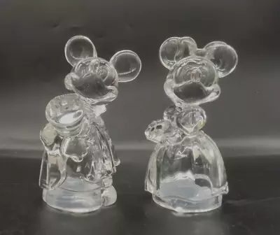 Disney Lenox Mickey & Minnie Mouse Crystal Salt & Pepper Shakers NEW READ • $24.99