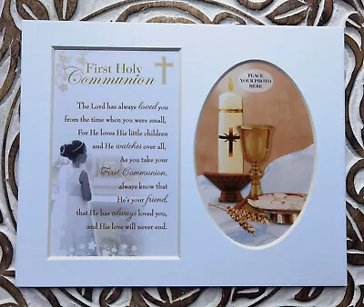 Girl First Holy Communion Photograph Frame Card Mount Prayer Verse Keepsake Gift • £4.99