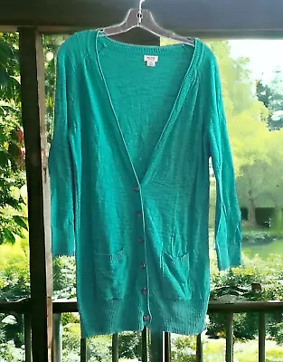 Mossimo Supply Co Green Button Front Burnout Cardigan Sweater With Pockets L • $24.66