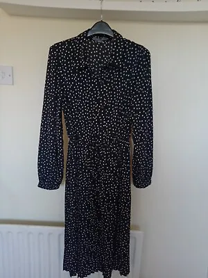 Pleated Polka Dot Dress Size 16 • £9