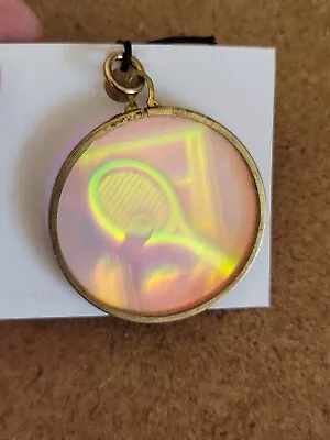 Gold Tone Circle Tennis Hologram Pendant  No Chain • £48.25