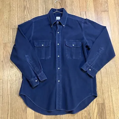 $48 • Buy Vintage Brooks Brothers Shirt Blue Chamois Flannel 60s Medium