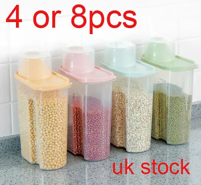 4 8 Large Cereal Containers Airtight Food Storage Dry Containers Dispenser Boxes • £8.49