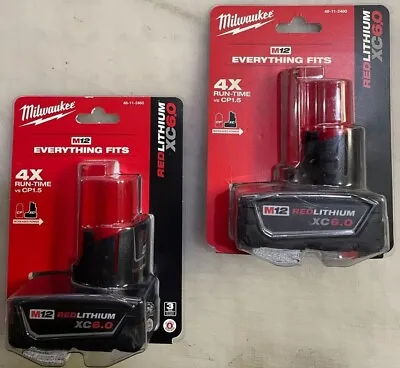 Genuine Milwaukee 2 Pack M12 XC 6 Amp 12V Red Battery  48-11-2460 NEW  • $150