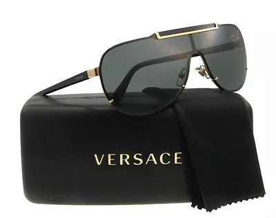 $269 • Buy HOT NEW VERSACE Aviator Pilot Shield Gold Metal Sunglasses VE 2140 1002/87 214O