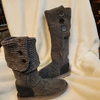 UGG CARDY Gray Sweater Boots Women's Size 8. 5074 • $38.99