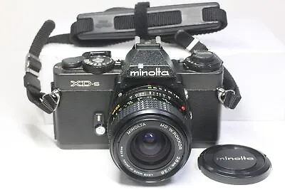 AS IS Minolta XD-S Black 35mm SLR Film Camera Back MD 28mm F/2.8 Lens • $84.55