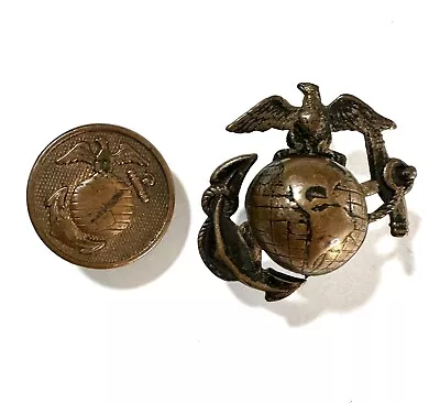 WW1 USMC Service Cover  EGA  And Collar Disc Marine Corps Eagle Globe And Anchor • $200