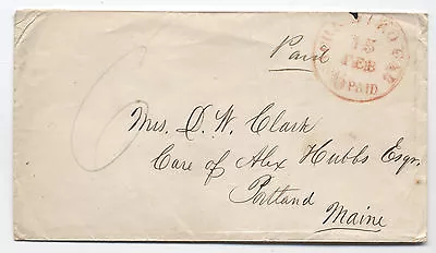 1850s Sacramento California Stampless Integral 6 Paid Rate Marking Maine [1277] • $50