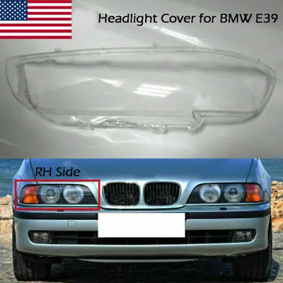 Front Right Side Headlight Lens Headlamp Cover Shell For BMW E39 Facelift 96-00 • $42.55